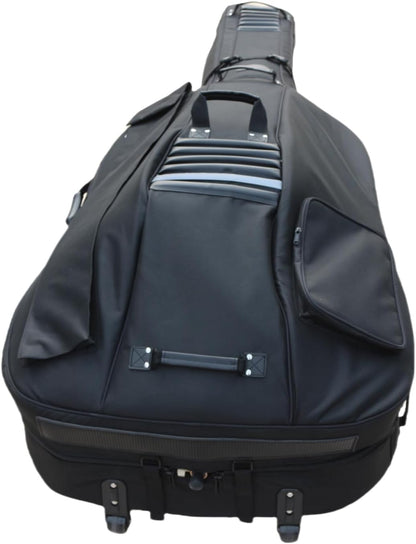 3/4 Upright Bass Gig Bag with Adjustable Backstrap&Handle&Wheel&More Storage Pockets Double Bass Bag for Musicians Durable and Portable Black