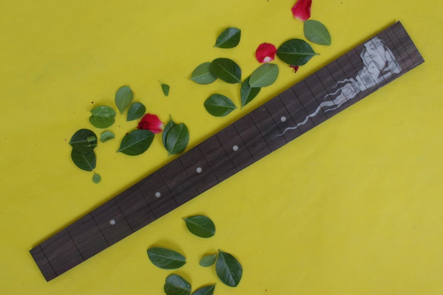 24 Fret Electric Guitar Fingerboard Rosewood Fretboard for Guitar Replacement Parts 25.5 Inch Mermaid Inlay DIY Unfinished (Gtzb-009)