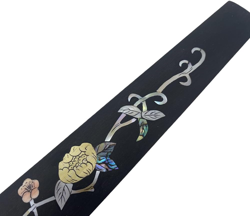 Yinfente Violin Fingerboard 4/4 Full Size Indonesia Ebony Violin Fretboard With Beautiful Pearl Flower Inlay Violin Parts