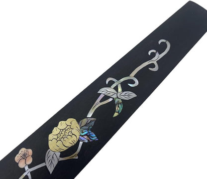 Yinfente Violin Fingerboard 4/4 Full Size Indonesia Ebony Violin Fretboard With Beautiful Pearl Flower Inlay Violin Parts