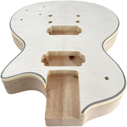 Unfinished Electric Guitar Body-Mahogany Wood Maple Top with Binding HH Pickups Bolt on Heel for Building Guitars