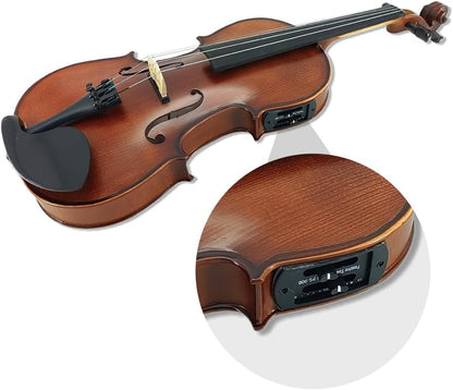Yinfente Left Handed Acoustic&Electric Violin 4/4 Full Size Ebony Fittings With Hard Case,Brazil Bow,Bridge,Extra Strings,AUX Cable,Cleaning Cloth Violin For Beginners