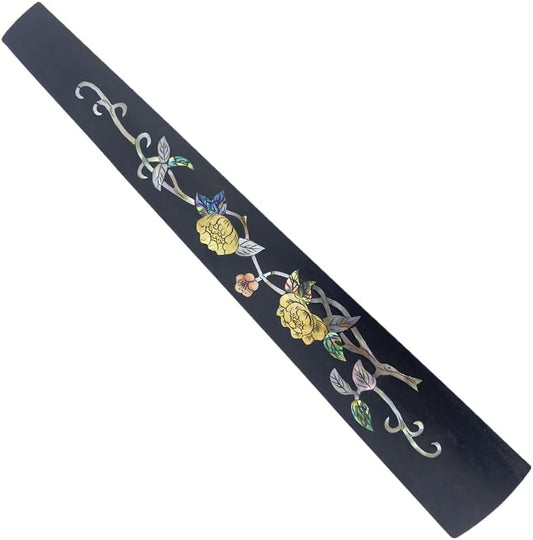 Yinfente Violin Fingerboard 4/4 Full Size Indonesia Ebony Violin Fretboard With Beautiful Pearl Flower Inlay Violin Parts