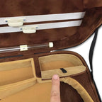 Oblong Wooden Double Full Size Violin Case Viola Case for 15-16.5Inch with Adjustable Backstrap Four Bow Holders Thinck Padding