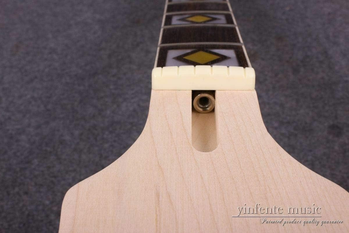 Guitar Neck 22Fret 24.75Inch Maple Wood Rosewood Fretboard Block Inlay Bolt on Heel DIY Guitar Replacement (24.75Inch)