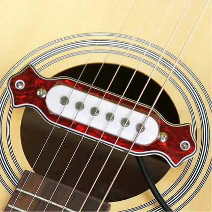 Sound Hole Pickups 6 String Magnetic Pickups with Tone Volume Knobs for Acoustic Guitars (Red)