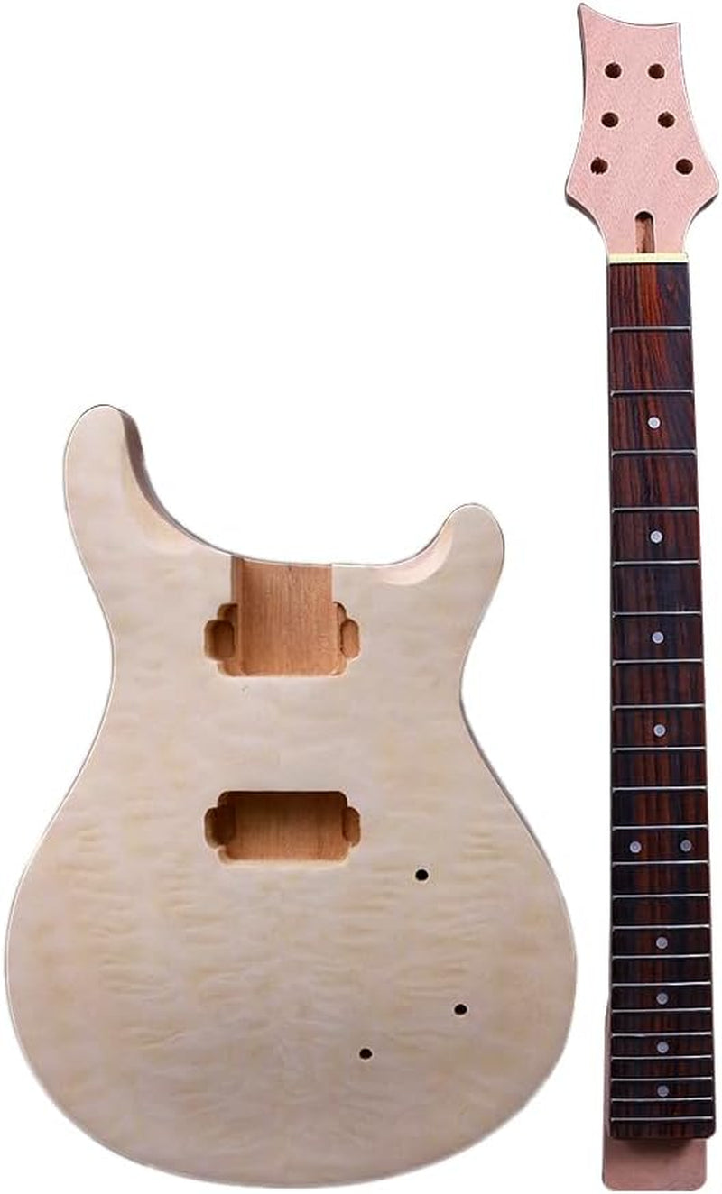 1Set Guitar Kit Guitar Neck 22Fret Quilted Maple Cap Guitar Body Mahogany Maple Guitar Fretboard DIY Guitar