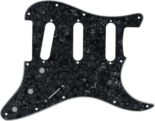 11 Hole Strat Pickguard SSS 3 Single Coil Pickups Scratch Plate with Pickguard Screws, Silver Mirror Style (Black Pearl)