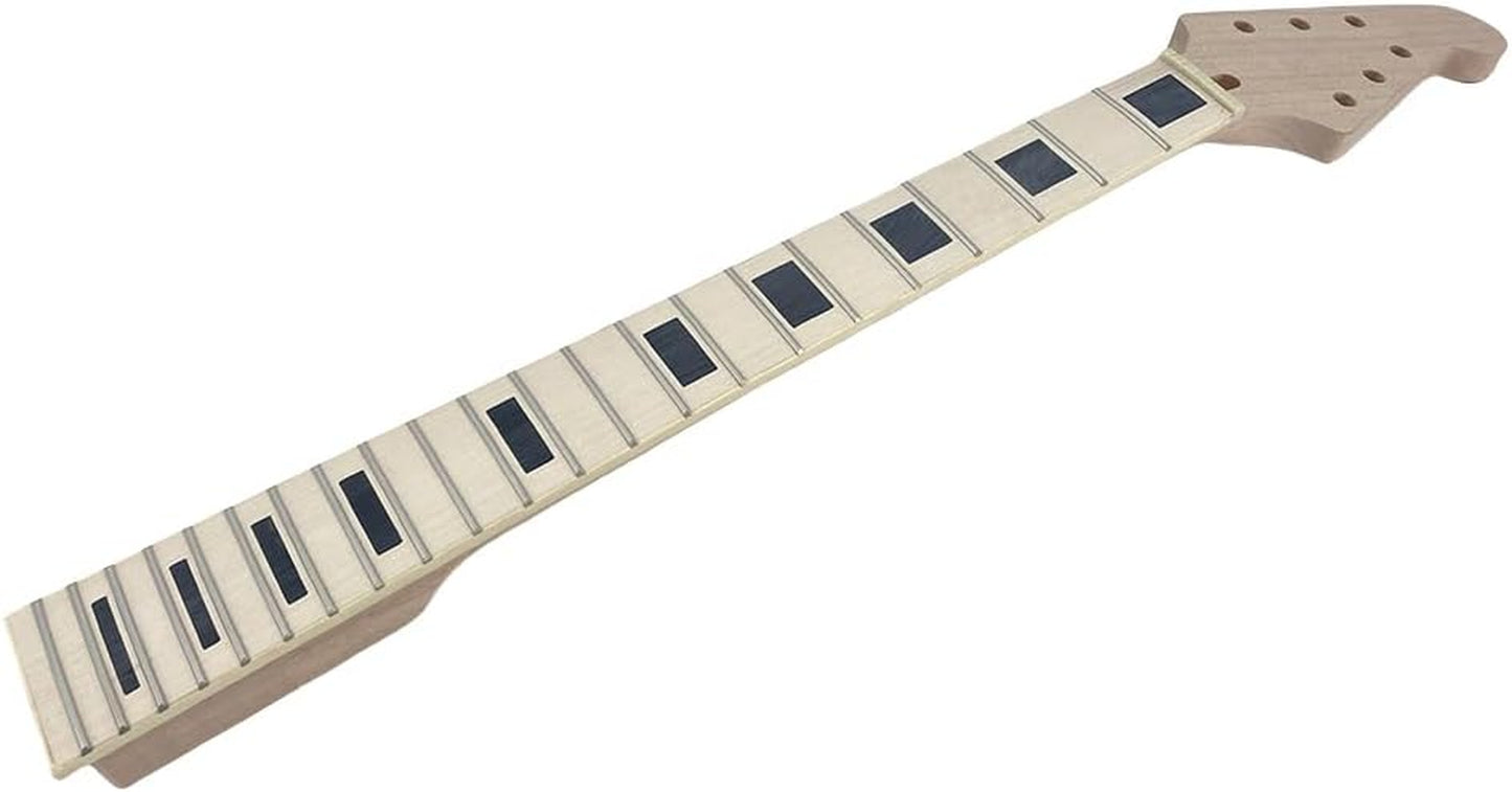 Electric Guitar Neck Unfinished 22 Fret for Electric Guitar Replacement Maple Mahogany Wood