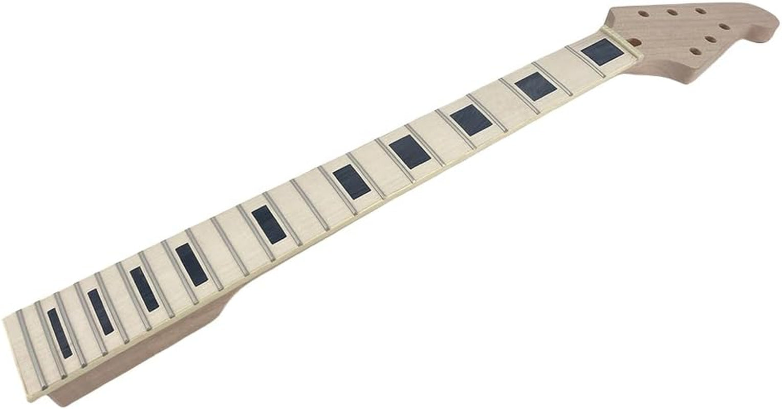 Electric Guitar Neck Unfinished 22 Fret for Electric Guitar Replacement Maple Mahogany Wood