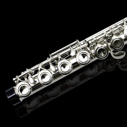 Flute 17 Key Closed Hole C Flute for Beginner Cleaning Kit with Gloves Cloth Tuning Rod Hard Case Nickel Siver, 17 Key Flute Instrument Student Flutes(Closed Hole,Silver)
