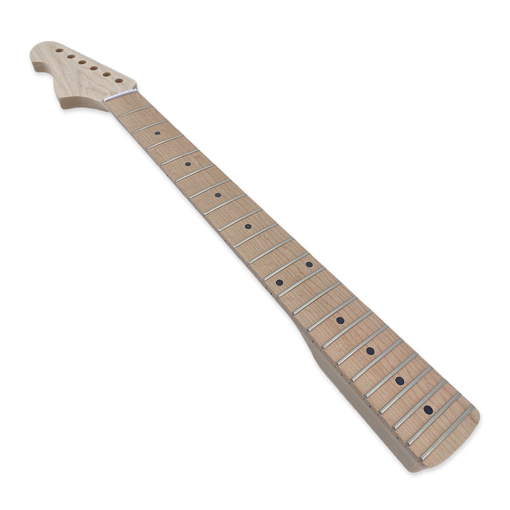Yinfente Reverse Electric Guitar Neck 22Fret 25.5Inch Maple Fretboard Dot Inlay Bolt on Left Hand Guitar Neck Replacement Unfinished