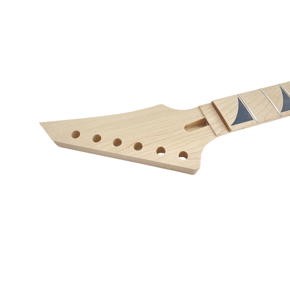 Yinfente Electric Guitar Neck 24 Fret 25.5 Inch Maple Wood Fretboard Guitar Neks Replacement for DIY Guitar Shark Fin Inlay Floyd Rose Locking Style