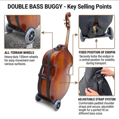Yinfente 3 pcs Upright Bass Buggies for Double Bass with Durable Wheels Long Straps