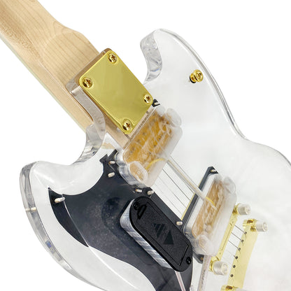 Yinfente Electric Guitar Kit Transparent Acrylic Guitar Body Electric Guitars for Beginners with Maple Neck Rosewood Fretboard& LED Light Blue