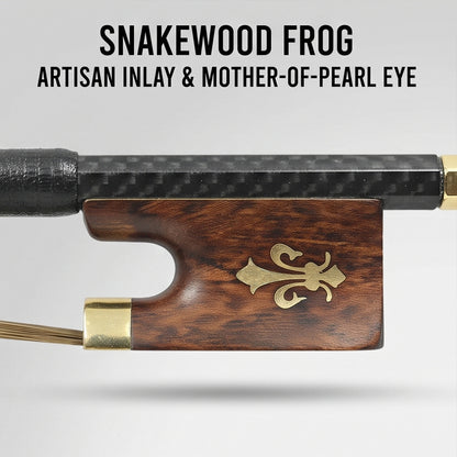 Yinfente 4/4 Carbon Fiber Violin Bow Snakewood Black Bow Horsehair Frog Violin Accessory
