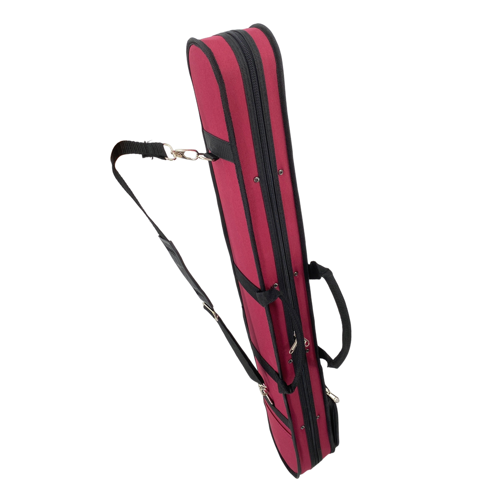 Yinfente Double Bass Bow Case for 2 Pcs German/French Style Bow Lightweight Sturdy Bass Bow Case with Shoulder Strap (Red)