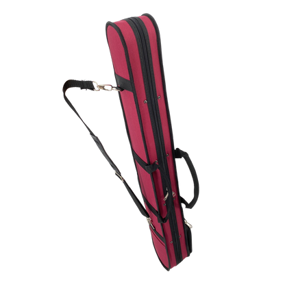Yinfente Double Bass Bow Case for 2 Pcs German/French Style Bow Lightweight Sturdy Bass Bow Case with Shoulder Strap (Red)