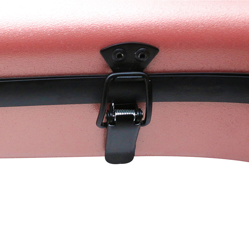 Violin Case 4/4 Hard Shell Carbon Fiber Lightweight Triangle Case with Backstraps External Accessory Storage Bag (Pink)