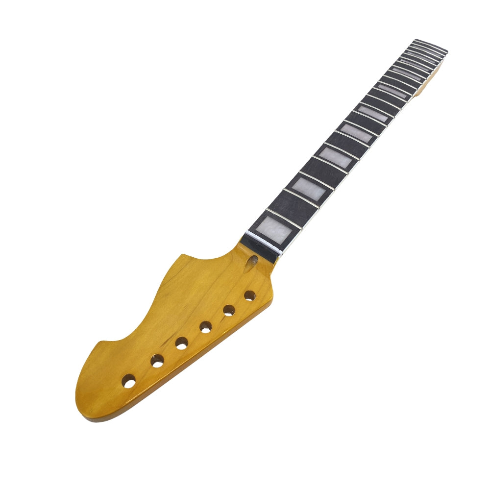 Yinfente Yellow Paint Maple Electric Guitar Neck with White Binding 22Fret 25.5Inch Rosewood Fretboard White Block Inlay Bolt on Guitar Neck Replacement