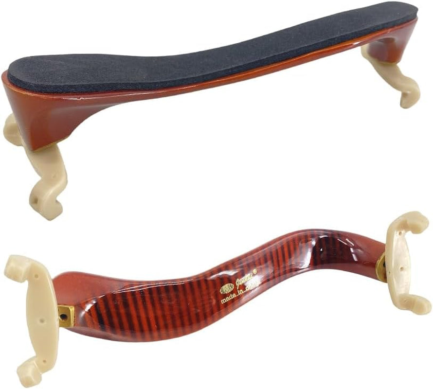 4/4 Full Size Violin Shoulder Rest 3/4 Maple Wood Tiger Stripe Height and Collapsible Adjustable Violin Part (Brown-High Feet)