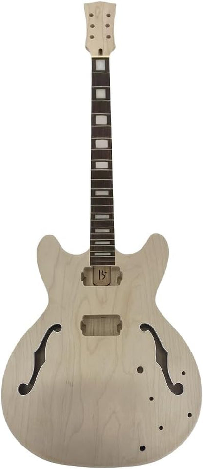 DIY Guitar Kit with Mahogany Body Mahogany Neck with Rosewood Fretboard 6 String DIY Electric Guitar Kit with All Components to Build Your Own Guitar