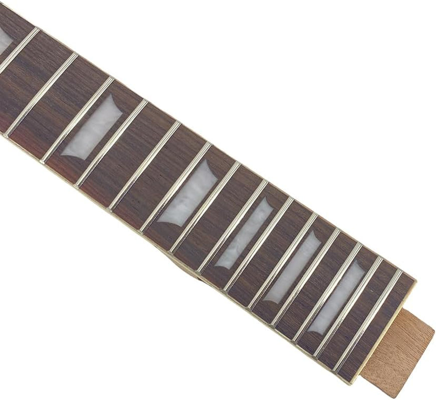 Electric Guitar Neck 22 Fret 24.75 Inch Mahogany Rosewood Fretboard Guitar Neck Replacement Set in Heel DIY Guitar Project (Standard Style)