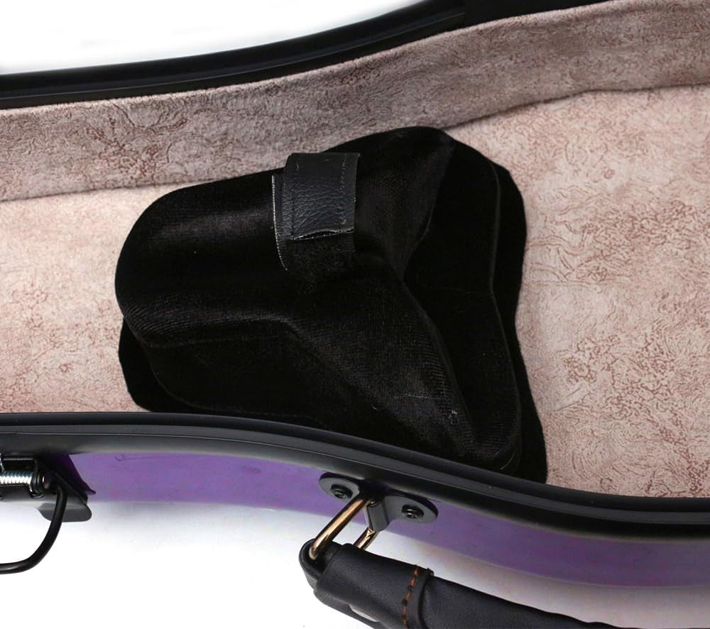Carbon Fiber Violin Case 4/4 Full Size Hard Shell Triangle Violin Box Backstrap External Storage Bag,Hygrometer,Two Bow Holders (Purple)