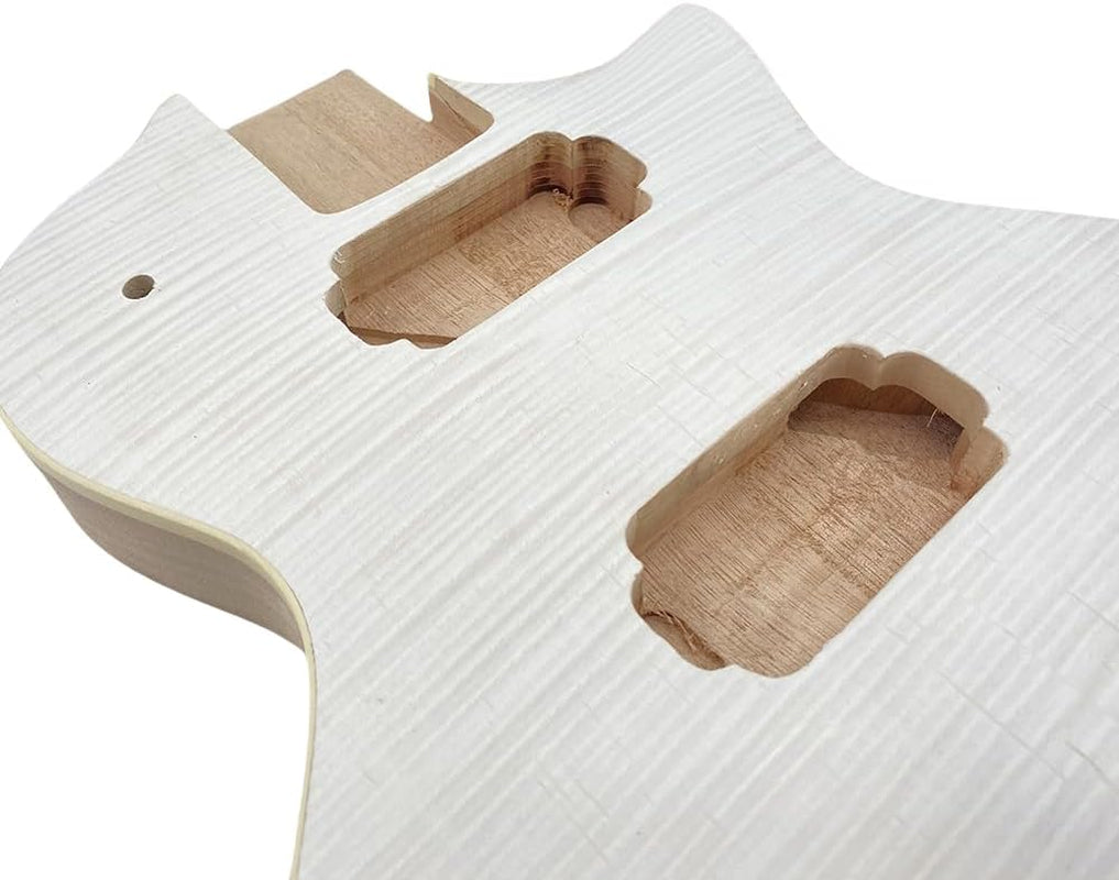 Electric Guitar Body Unfinished Mahogany +Maple Top +Flame Maple Veneer Bolt on DIY Guitar Body Blank HH Hamburger Pickup