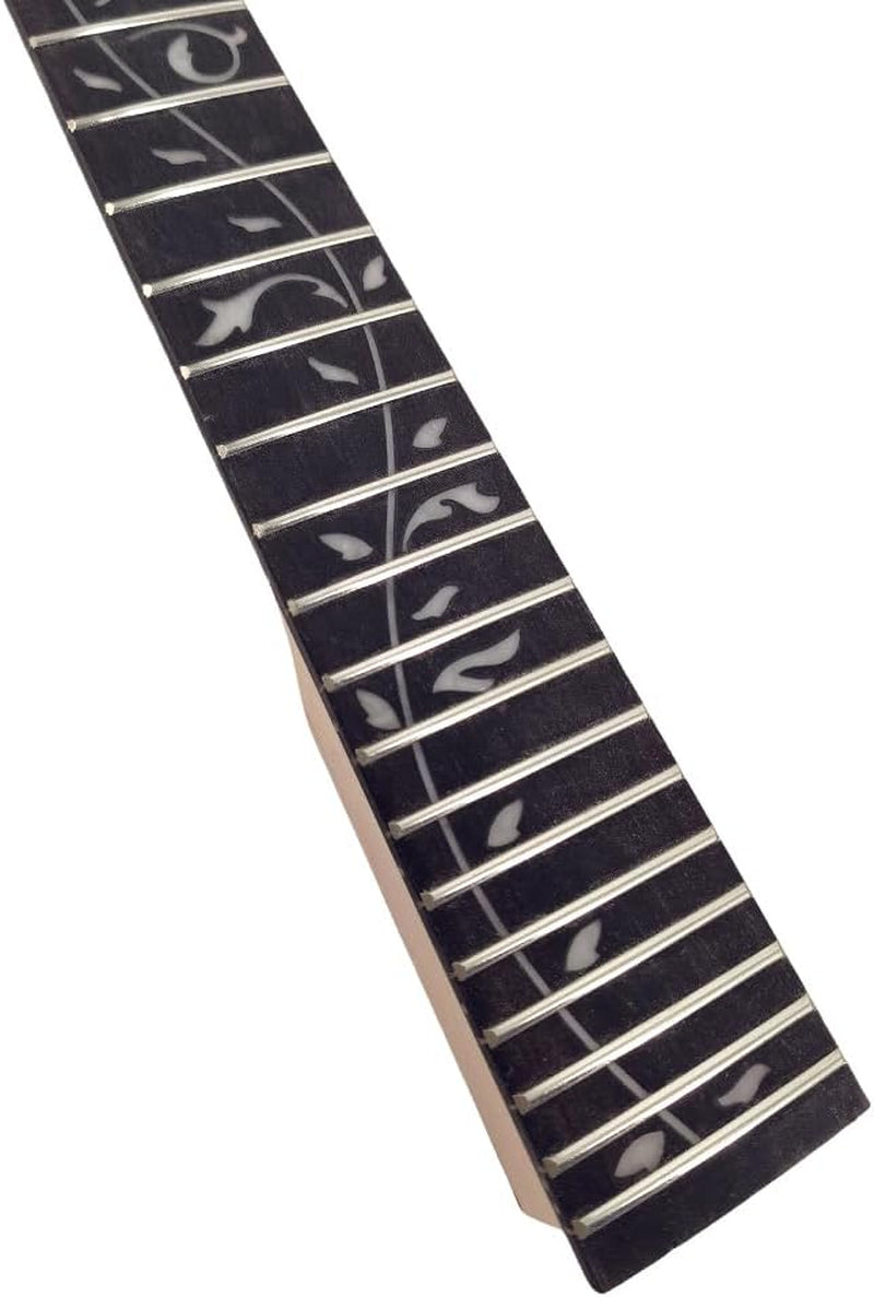 Electric Guitar Neck 24 Fret 25.5Inch Maple Wood Guitar Necks with Rosewood Fretboard Tree Vine Inlay NO Paint DIY Guitar Project Floyd Rose Locking Style
