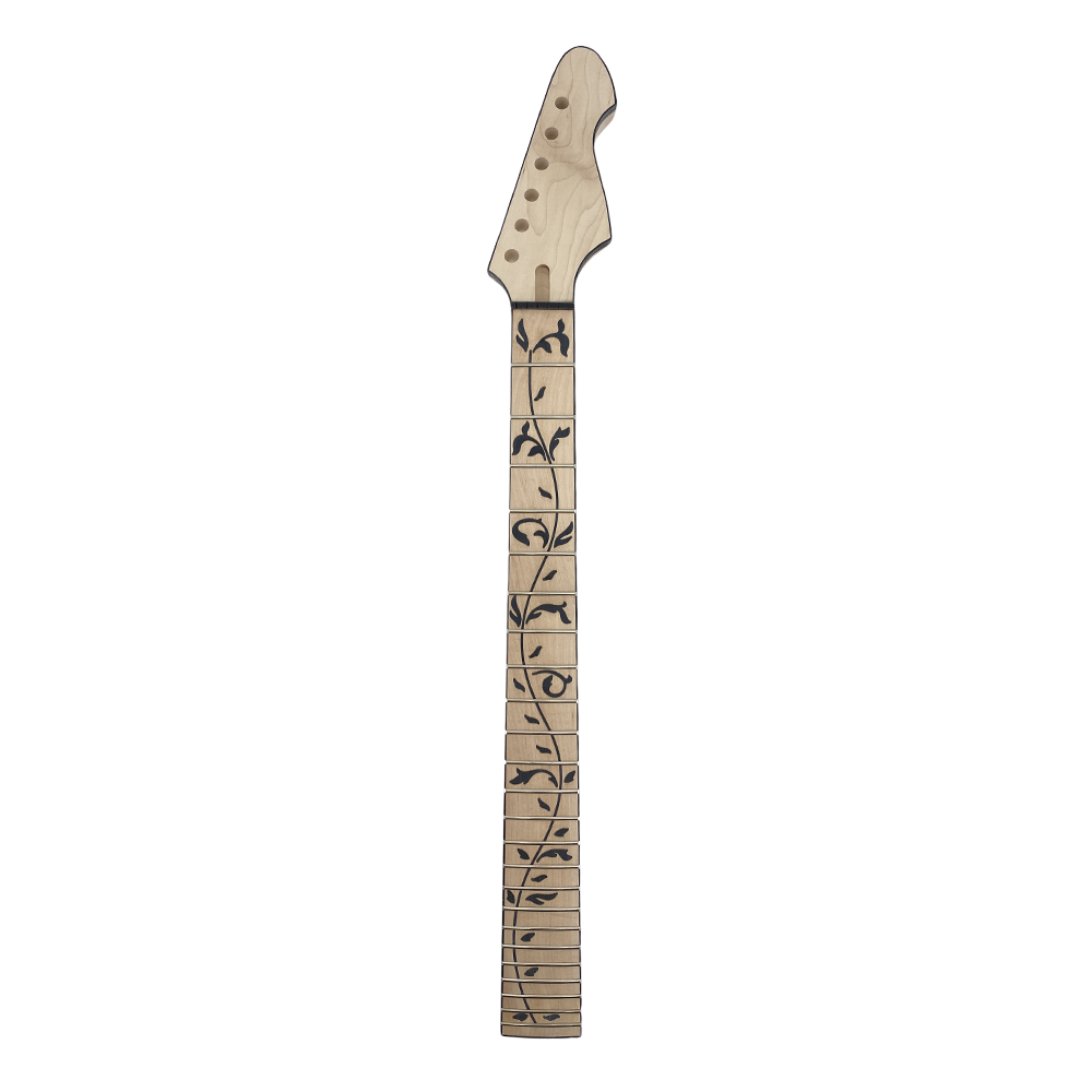 Yinfente Unfinished Electric Guitar Neck Replacement 24 Fret 25.5 Inch Maple Wood Fretboard Binding Headstock