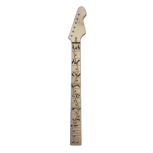 Yinfente Unfinished Electric Guitar Neck Replacement 24 Fret 25.5 Inch Maple Wood Fretboard Binding Headstock