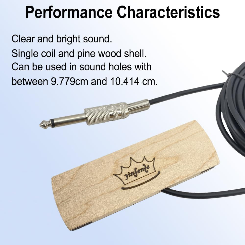Sound Hole Pickups Steel Strings Guitar Magnetic Pickups Maple Housing with 6.3Mm Jack for Acoustic Classic Guitars
