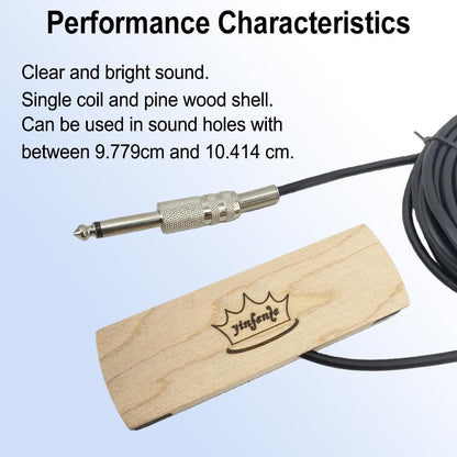 Sound Hole Pickups Steel Strings Guitar Magnetic Pickups Maple Housing with 6.3Mm Jack for Acoustic Classic Guitars