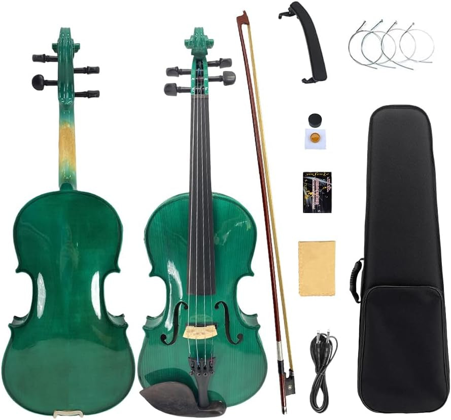 Acoustic Violin Electric Violin 4/4 Full Size Violin 4 String Maple Spruce for Student,Violin for Beginners Violin Case,Brazilwood Bow,Cable,Cleaning Cloth,Rosin,Bridge