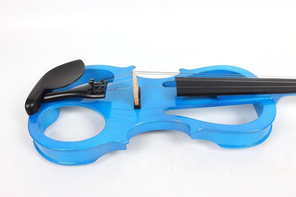Yinfente Electric Violin Blue 4/4 Full Size Solid Wood For Beginner,Adult,4 String Professional,Silent Electric Violins With Ebony Fittings