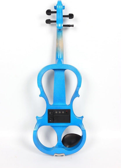 Yinfente Electric Violin Blue 4/4 Full Size Solid Wood For Beginner,Adult,4 String Professional,Silent Electric Violins With Ebony Fittings