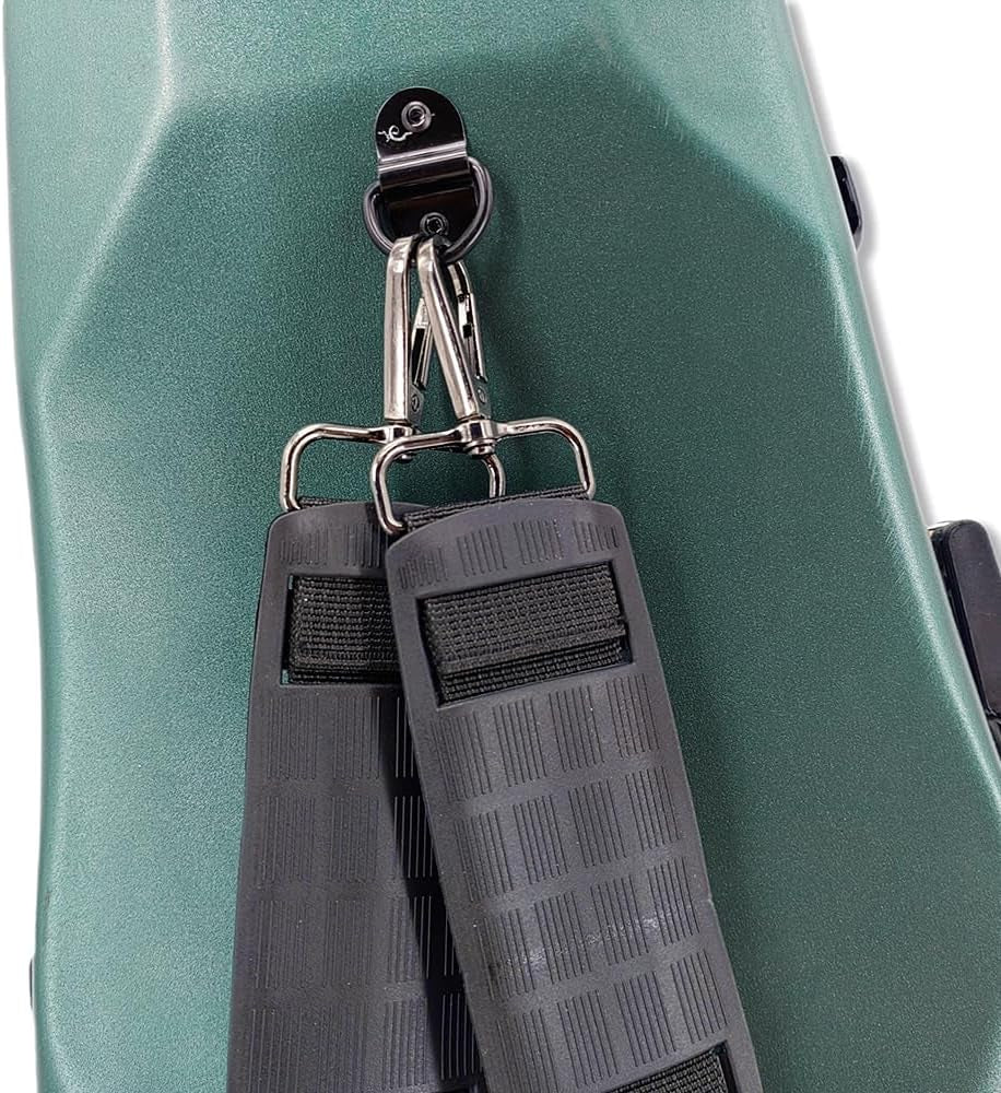 Viola Case 16 Inch, Carbon Fiber Hard Viola Case Backpack, Adjustable Neck Pad for Sizes 15-16.5 Inches, Thickened Lining, Built-In Hygrometer, with Sturdy Handle (Green)