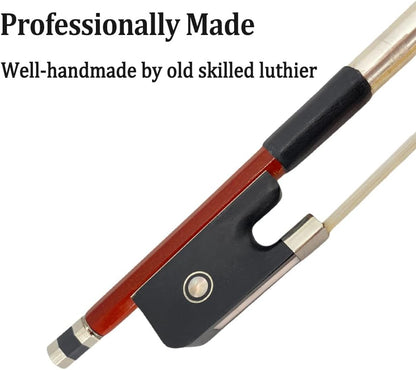 Brazilwood Cello Bow 4/4 Full Size Natural Mongolian Horse Hair, Ebony Frog with Circle Inlay Handcrafted Well Balance