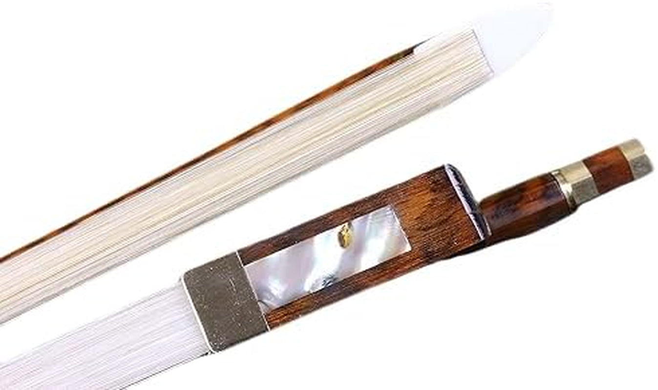 Violin Bow 4/4 Full Size Snakewood with Pearl Eye Natural Bow Hair Pernambuco Level, Stiff & Well Balanced,Violin Bow Full Size for Violinists & Fiddlers of All Skill Levels