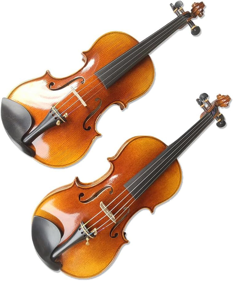 4/4 Full Size Acoustic Violin a Piece of Flame Maple Solid Wood Spruce Top Ebony Fittings 4 String with Case,Bow Handcrafted for Beginner