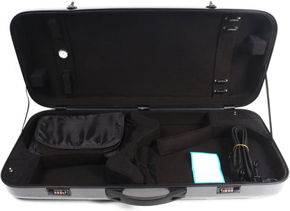 Double Violin Case Viola Case Mixed Carbon Fiber Violin Box 4/4 Full Size (Black)