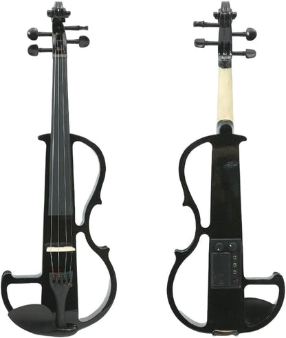 Electric Violin 4/4 Full Size Silent 4 String Student Beginner Violin Ebony Fittings with Case Bow Shoulder Rest Rosin Cable Headphone