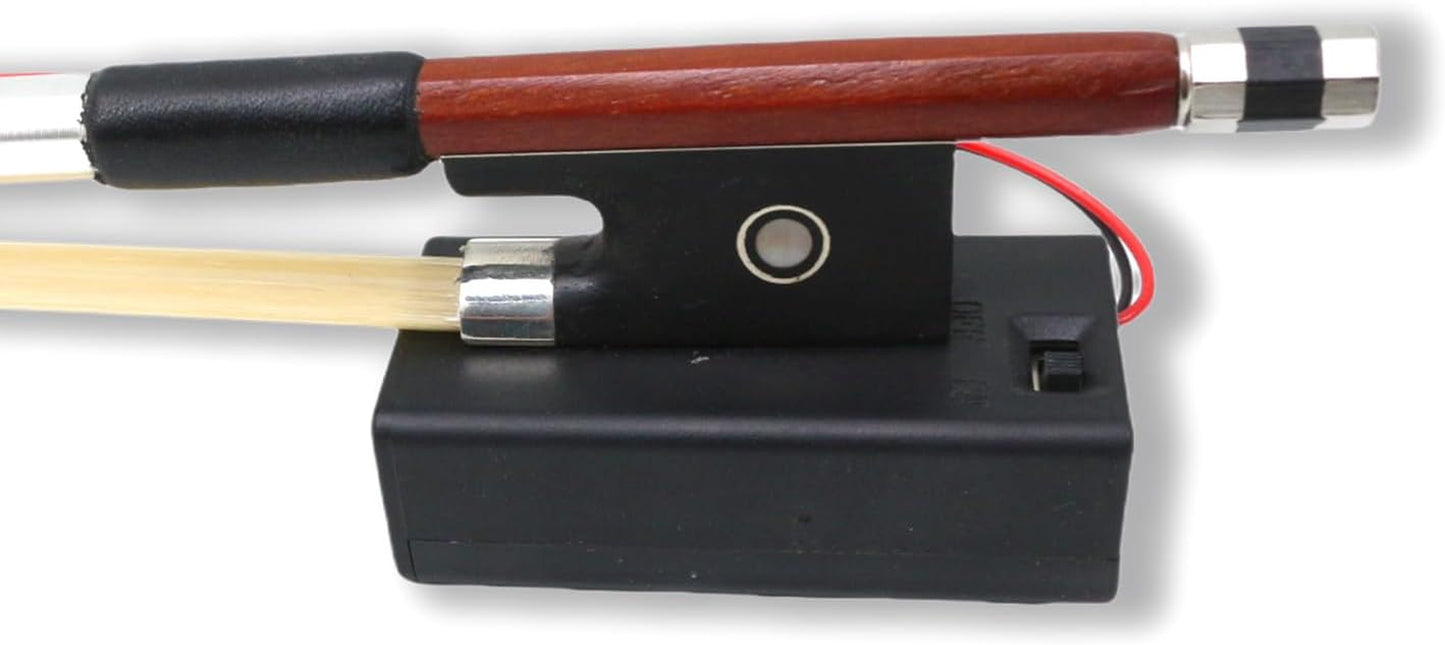 Brazilwood Violin Bow 4/4 Full Size with Blue LED Light Natural Mongolian Stallion Bow Hair Ebony Frog with Nice Pearl Inlay