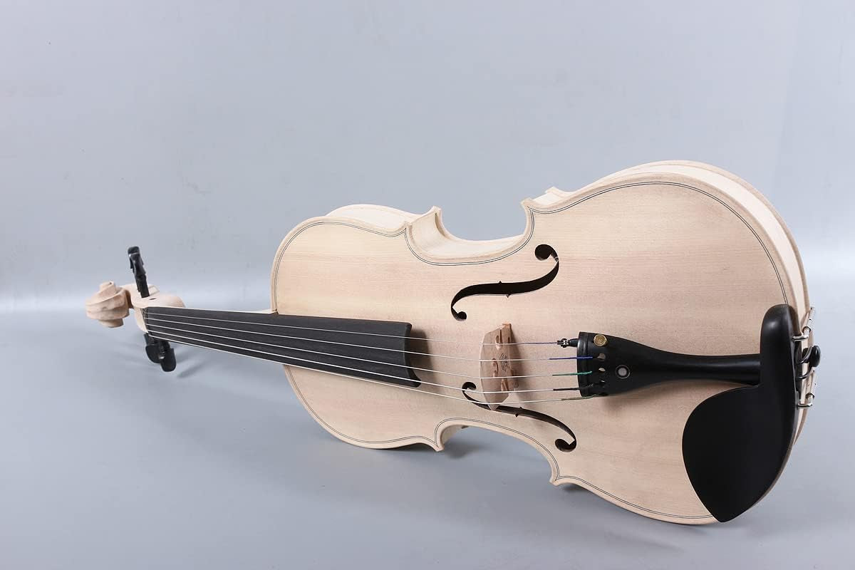 4/4 Violin Full Size White Violin Unfinished 5String Violin with Ebony Fittings Maple Spruce Wood Professional
