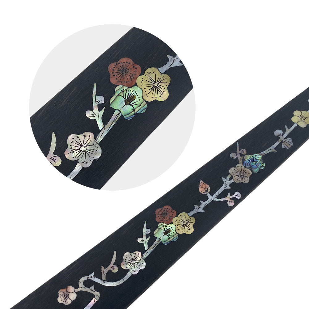 Yinfente Violin Fingerboard 4/4 Full Size Indonesia Ebony Violin Fretboard With Beautiful Pearl Flower Inlay Violin Parts