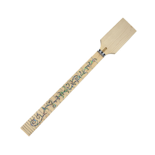 Yinfente Electric Guitar Neck 24 Fret 25.5 Inch Maple Wood Tree of Vine Inlay Guitar Replacement Paddle Head DIY Guitar Necks Floyd Rose Locking Nut Style