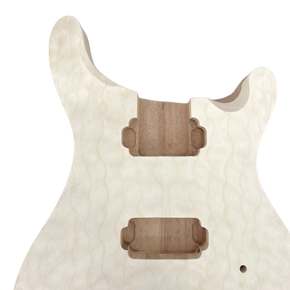 Yinfente Quilted Maple Guitar Body Mahogany Wood Set In Heel Maple Cap HH Pickups Parts