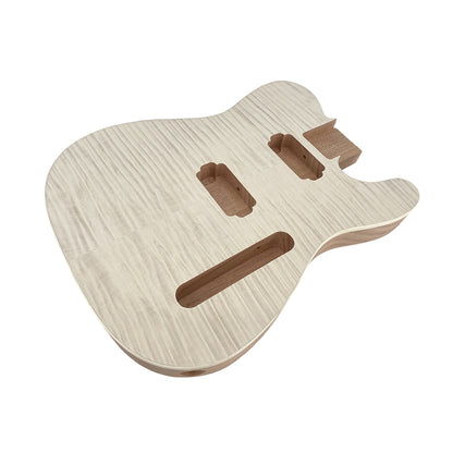 Yinfente TL Guitar Body Mahogany Flame Maple Veneer Tele Semi Hollow Guitar Body Bolt on