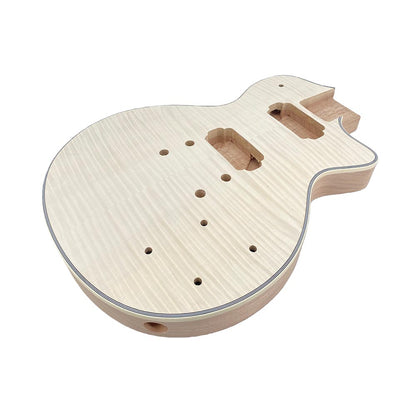 Yinfente Electric Guitar Body unfinished with Binding Flame Maple veneer for DIY H-H style Bolt on